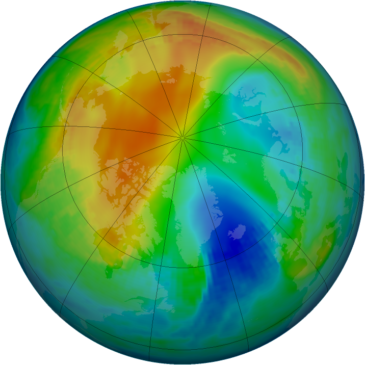 Arctic ozone map for 24 November 1987
